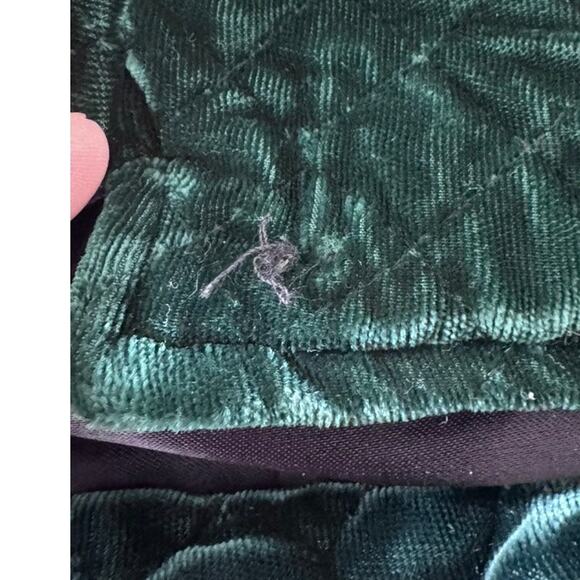 "KAOS" Green Vintage Y2K Velvet Coat Made In USA Faux Fur Collar SZ S PLZ READ - Picture 6 of 13